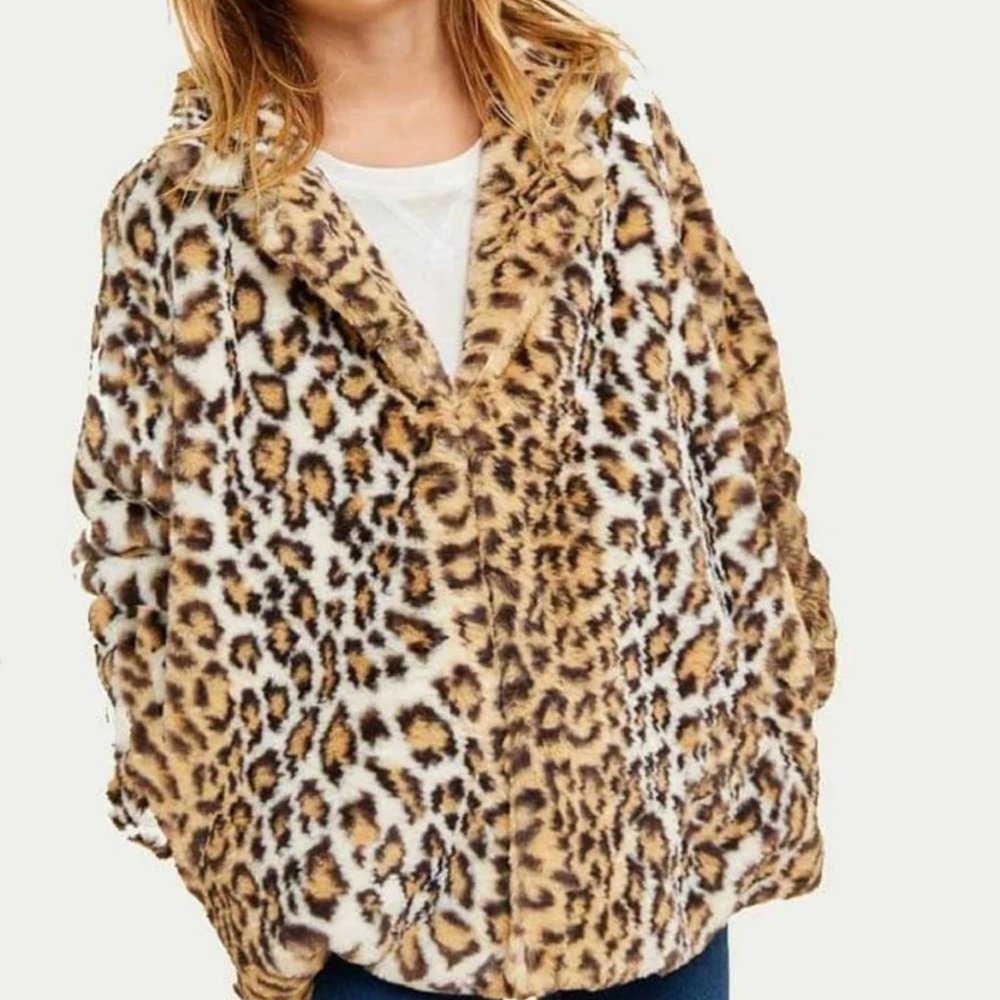 Hayden girls faux fur soft leopard print coat
